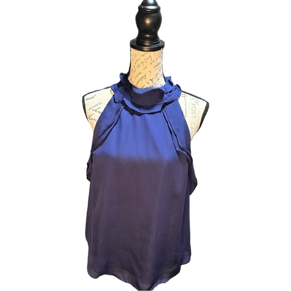 Strut & Bolt Ruffled Sleeveless Navy Blue Blouse Size Large